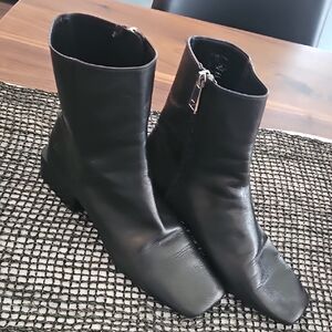 Zara Black Ankle Boots with Square Toe